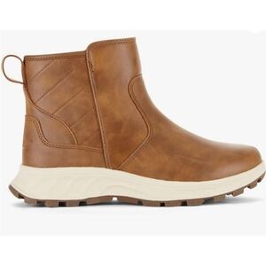 Khombu Dusk Womens All Weather Ankle Boots NEW Sz 8 Brown Fur Collar Memory Foam